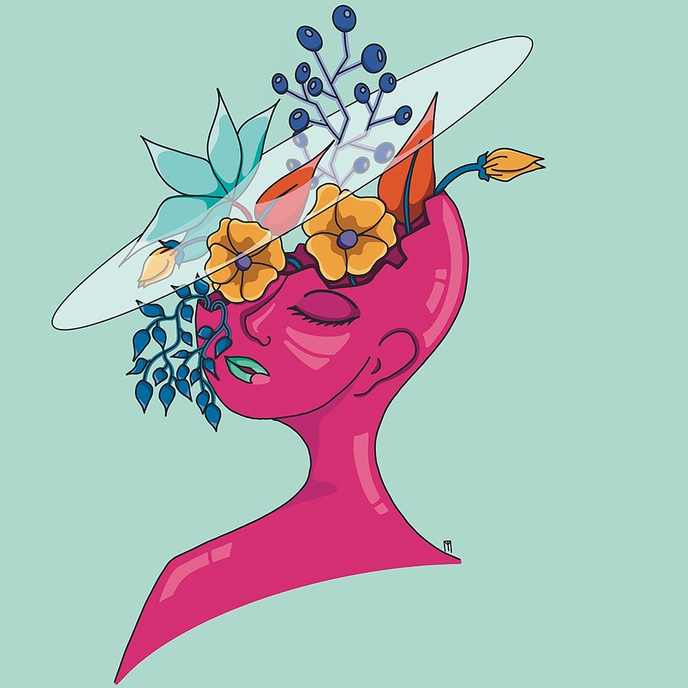 Illustration femme pensive