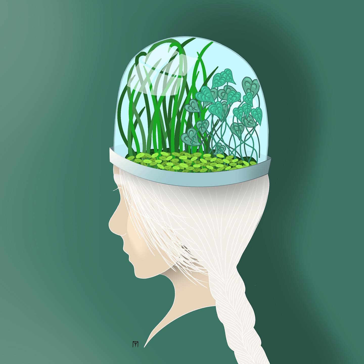 Illustration femme bocal